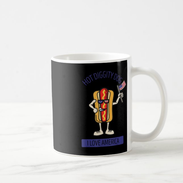 Hett Diggity Hund juli 4 Patriotic BBQ Picnic USA Kaffemugg (Höger)
