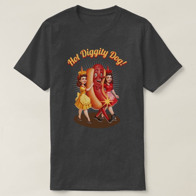 Hett Diggity Hund! Vintage Hett Hund T-Shirt (Design framsida)