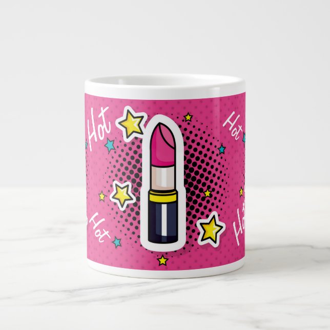 Hett Diva Girl Pop Art Lipstick Mugg Jumbo Mugg (Framsidan)