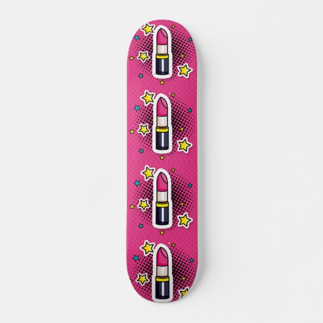 Hett Diva Girl Pop Art Lipstick Skateboard Deck (Framsida)
