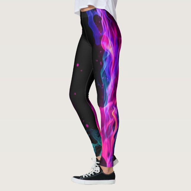 Hett Färgfull brandflamrök Leggings (Vänster)