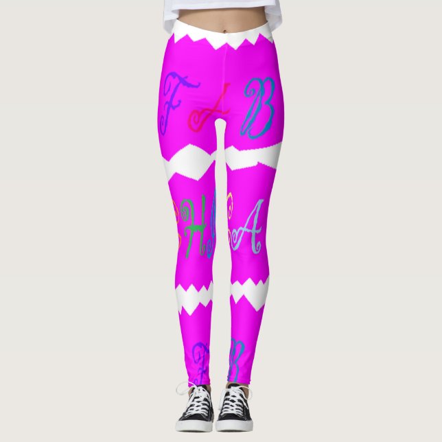 Hett fet glödande läppstift rosa med brev leggings (Framsida)