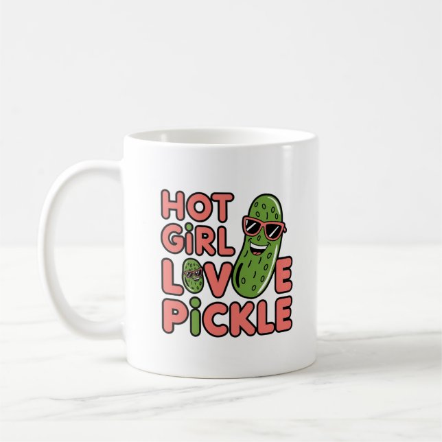 hett Flicka kärlek-pickle, söt design Kaffemugg (Vänster)