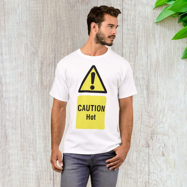Hett för varning vid fetstil Gult - säkerhetsskylt T Shirt (Skapare uppladdad)