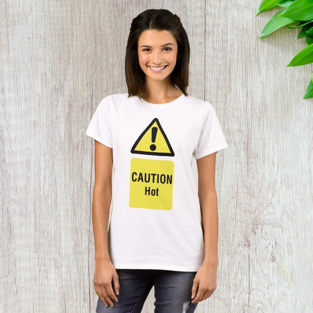 Hett för varning vid fetstil Gult - säkerhetsskylt T Shirt (Skapare uppladdad)