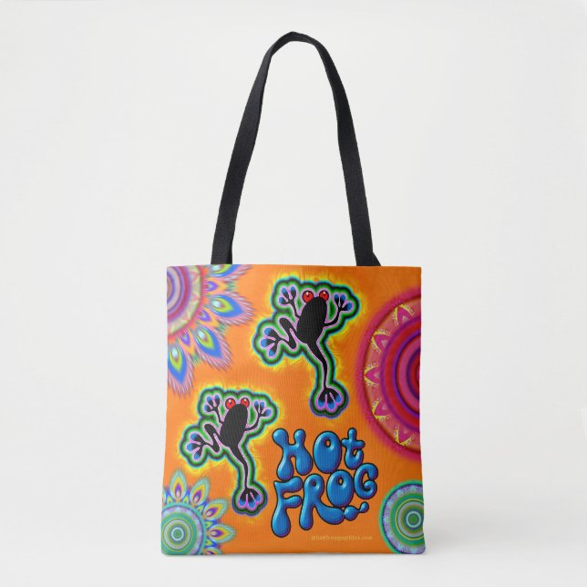 Hett Frog psychedelic Tote bag Tygkasse (Framsida)