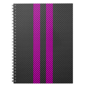 Hett Fuchsia Rosa Tävla Rand kolfiber Stil Anteckningsbok Med Spiral