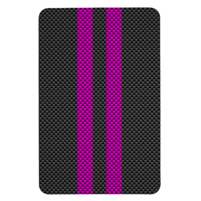 Hett Fuchsia Rosa Tävla Rand kolfiber Stil Magnet (Vertikal)