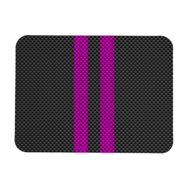 Hett Fuchsia Rosa Tävla Rand kolfiber Stil Magnet (Horisontell)
