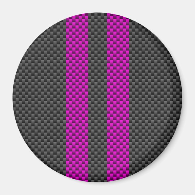 Hett Fuchsia Rosa Tävla Rand kolfiber Stil Magnet (Framsidan)