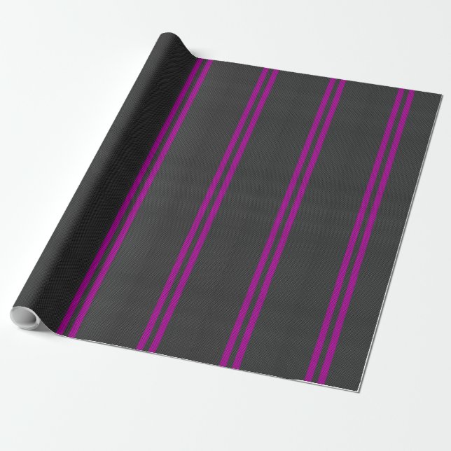 Hett Fuchsia Rosa Tävla Rand kolfiber Stil Presentpapper (Utrullad)