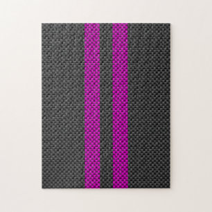 Hett Fuchsia Rosa Tävla Rand kolfiber Stil Pussel