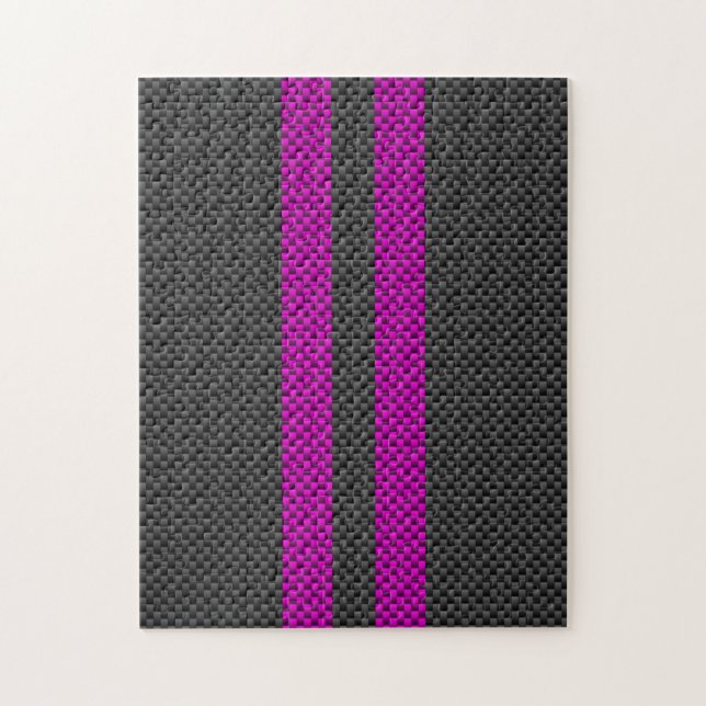 Hett Fuchsia Rosa Tävla Rand kolfiber Stil Pussel (Vertikal)