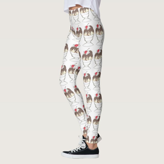 Hett Fudge Ice Cream Shoppe Sundae Foodie Leggings (Vänster)