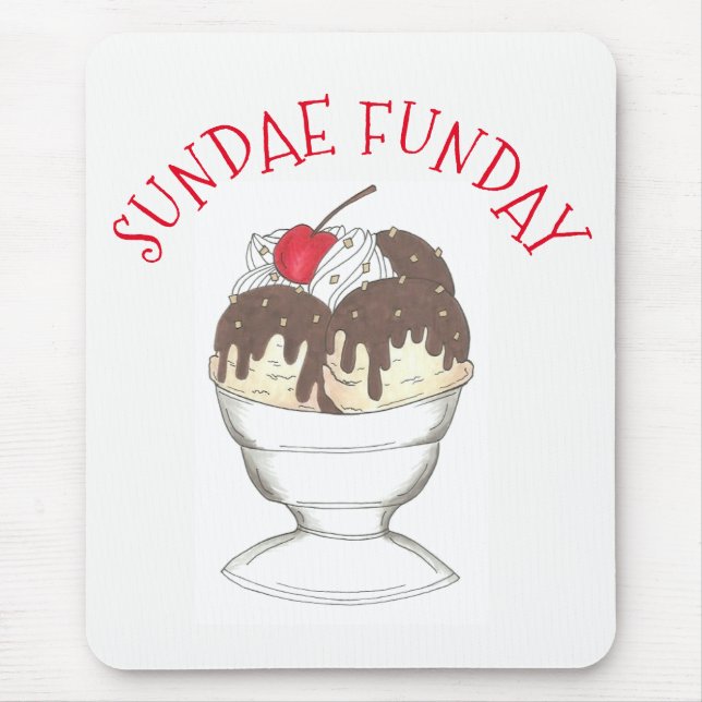 Hett Fudge Ice Cream Shoppe Sundae Söndag Funday Musmatta (Framsidan)