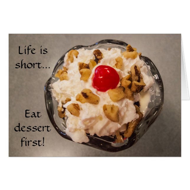 Hett Fudge Sundae - Dessert - Delicious - Yummy Hälsningskort (Framsidan Horizontal)
