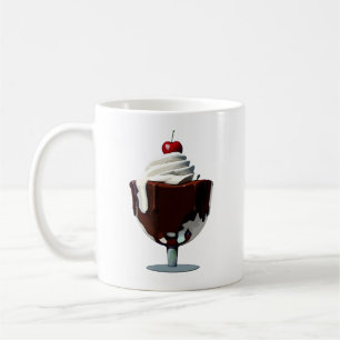 HETT FUDGE SUNDAE, ICE CREAM ÄLSKARE, WHIPPED CREA KAFFEMUGG