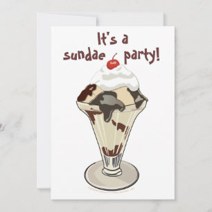 Hett Fudge Sundae-inbjudan för iskräm Party Inbjudningar