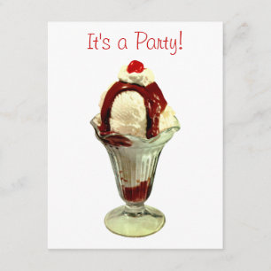 Hett Fudge Sundae Retro Ice Cream-inbjudan Inbjudningar