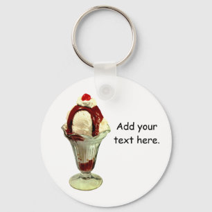 Hett Fudge Sundae Retro Ice Cream Keychain Nyckelring