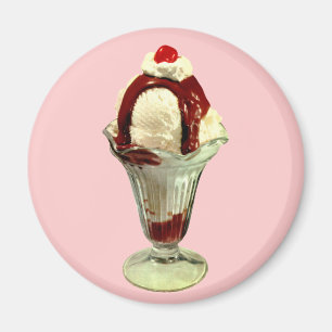 Hett Fudge Sundae Retro Ice Cream Magnet
