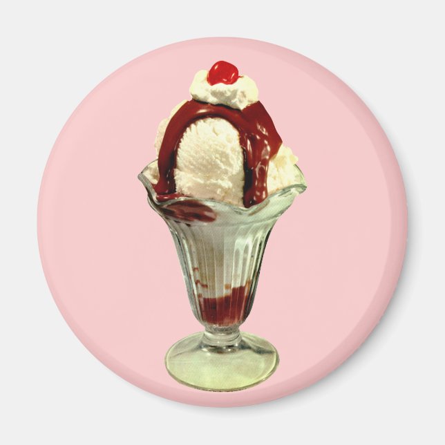 Hett Fudge Sundae Retro Ice Cream Magnet (Framsidan)