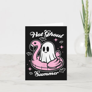 Hett Ghoul Summer Flamingo Ghost Summerween Kort