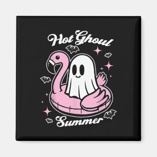 Hett Ghoul Summer Flamingo Ghost Summerween Magnet