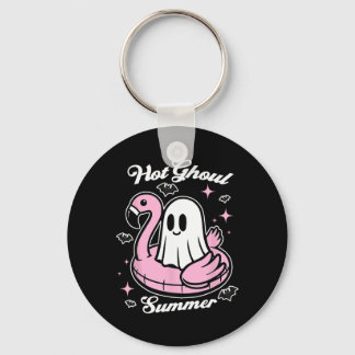 Hett Ghoul Summer Flamingo Ghost Summerween Nyckelring