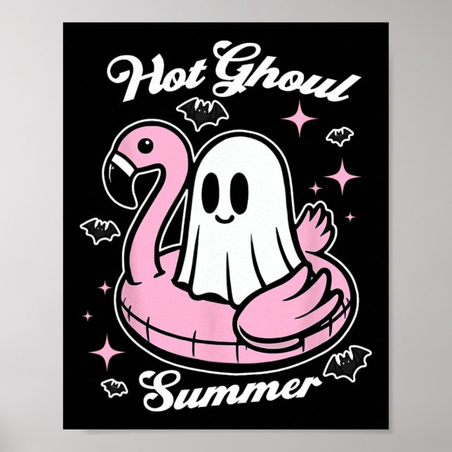 Hett Ghoul Summer Flamingo Ghost Summerween Poster (Framsidan)