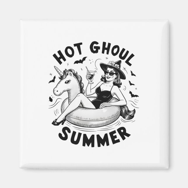 Hett Ghoul Summer Funny Halloween Outfit Costumes Magnet (Framsidan)