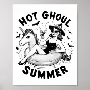 Hett Ghoul Summer Funny Halloween Outfit Costumes Poster