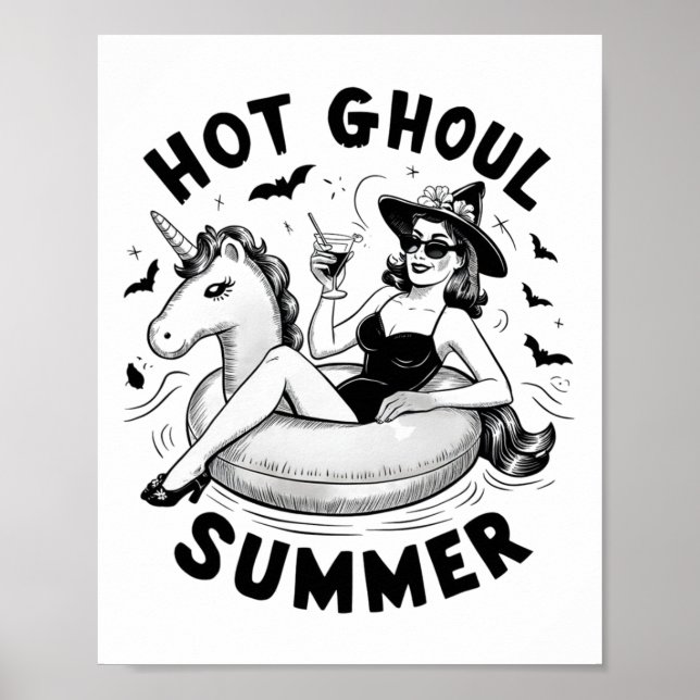 Hett Ghoul Summer Funny Halloween Outfit Costumes Poster (Framsidan)