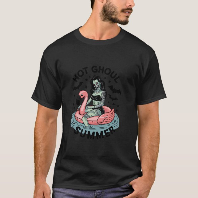 Hett Ghoul Summer Funny Zombie Gothic Spooky Retro T Shirt (Framsida)
