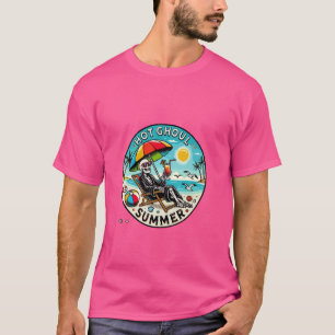 Hett Ghoul Summer Roligt Skeleton Seaside Design T Shirt
