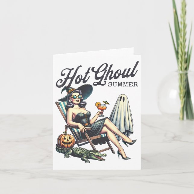 Hett Ghoul Summer Spooky Boo Beach Halloween-somma Kort (Framsida)