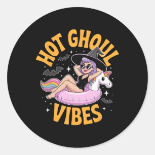 Hett Ghoul Vibes Witch Summer Halloween Costume Va Runt Klistermärke