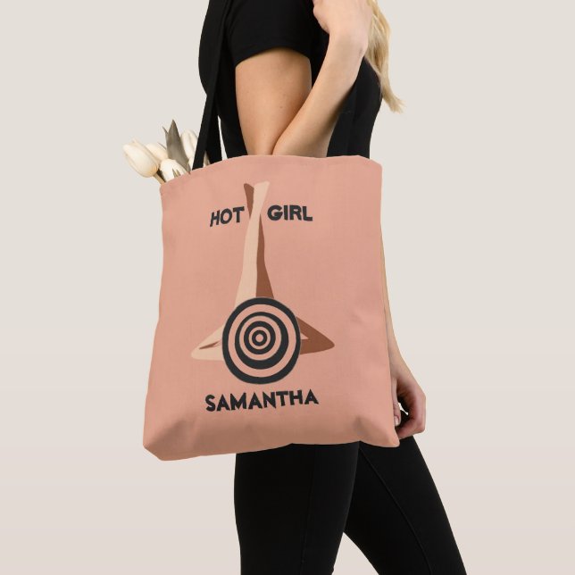Hett Girl Summer Peach Sand Anpassade Namn Tygkasse (Närbild)