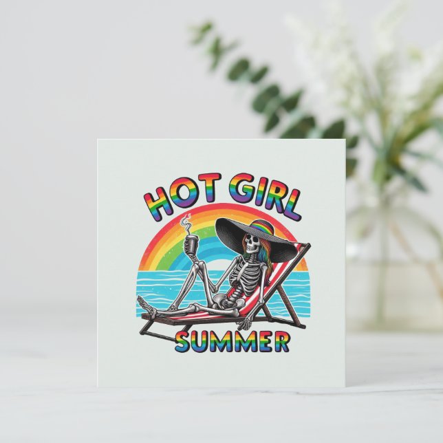 Hett Girl Summer Skeleton Retro Beach Design (Stående Fram)