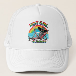 Hett Girl Summer Skeleton Retro Beach Design Keps