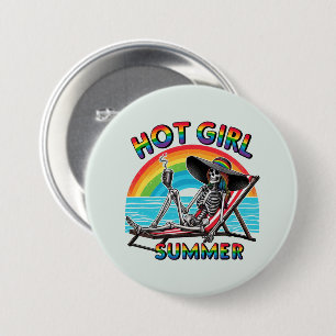 Hett Girl Summer Skeleton Retro Beach Design Knapp
