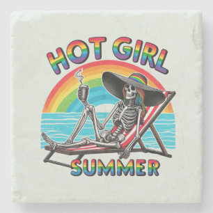 Hett Girl Summer Skeleton Retro Beach Design Stenunderlägg