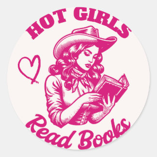 Hett Girls Read Bokar Bookish Rosa Bok Älskare Runt Klistermärke