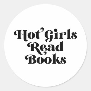 Hett Girls Read Bokar Runt Klistermärke