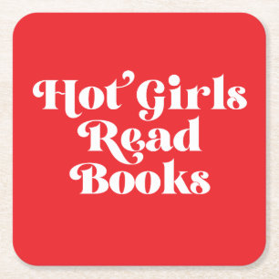 Hett Girls Read Bokar Underlägg Papper Kvadrat