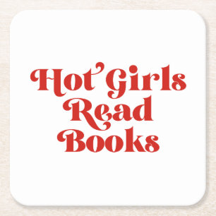 Hett Girls Read Bokar Underlägg Papper Kvadrat