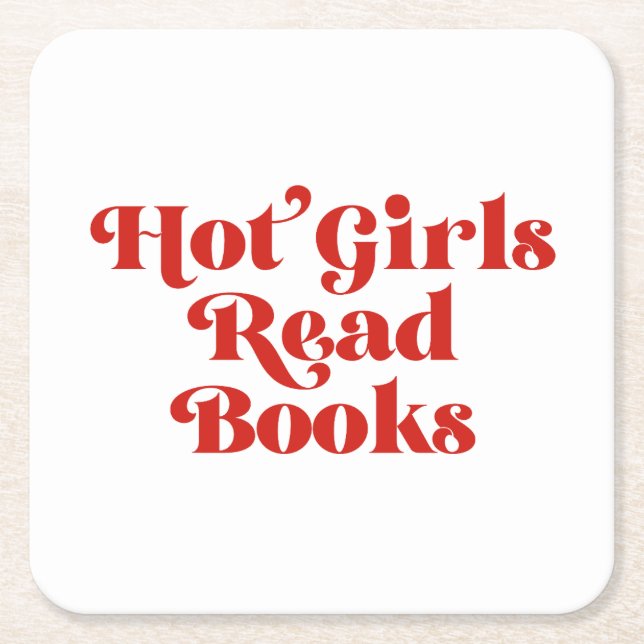 Hett Girls Read Bokar Underlägg Papper Kvadrat (Framsidan)