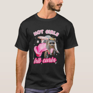 Hett Girls Slå Curbs Funny Raccoon Rosa Car Bad Dr T Shirt