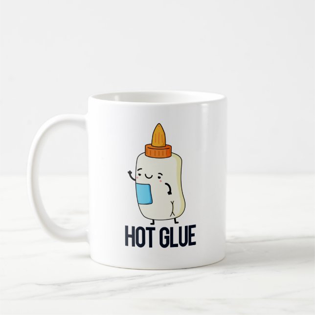 Hett Glue Funny Pun Kaffemugg (Vänster)
