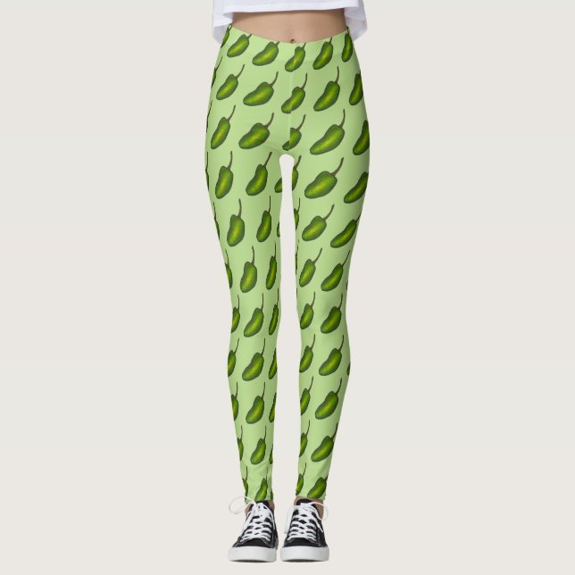 Hett Grönt Jalapeño Pepper Jalapenos Foodie Leggin Leggings (Framsida)